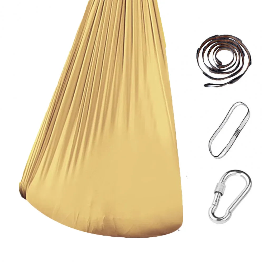 1.5mX2.8m Aerial Yoga Hammock Elastic Silk Yoga Flying Swing for Anti-Gravity Body Building Pilates Infoor Outdoor Fitness