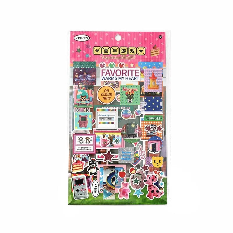 2sheet/set Retro Japanese Cartoon Scrapbook Sticker Lucky Clover Anime Decal for DIY Decor Journaling Photocard Kawaii Sticker
