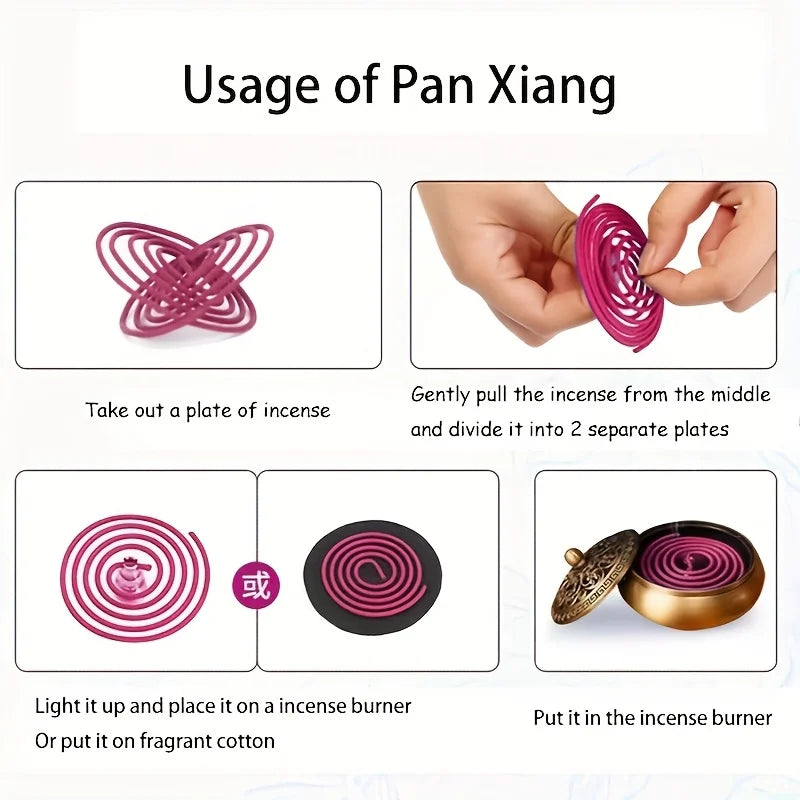 Sakura-Flavored High-Quality Classic Spiral Incense, 6.3cm Diameter Pure Handmade Incense, Traditional Craftsmanship, Natural and Rich Fragrance, Long-Lasting Scent, Portable Packaging, Convenient for Carrying, Suitable for H