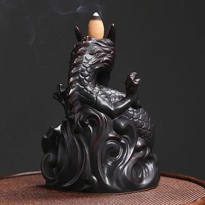 Dragon Incense Holder Ceramic Dragon Smoke Waterfall Backflow Incense Burner Censer Home Decor Home Perfume Dragons for New Year