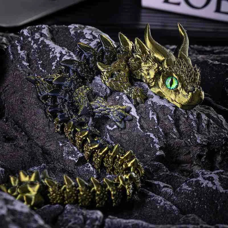 3D Printed Magic Dragon Movable Joint Fidget Toy Rotatable Articulated Home Office Desktop Ornament Adults Kid Toys Crafts Gifts