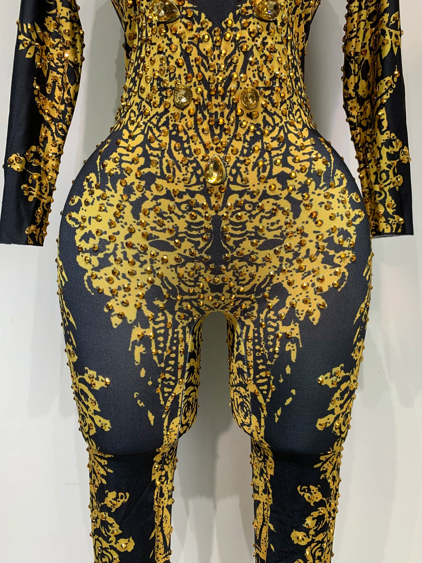 Sparkly Rhinestones Jumpsuit Fashion Sexy Stretch Dance Costume Nightclub Bodysuit Birthday Outfit Evening Party Leggings