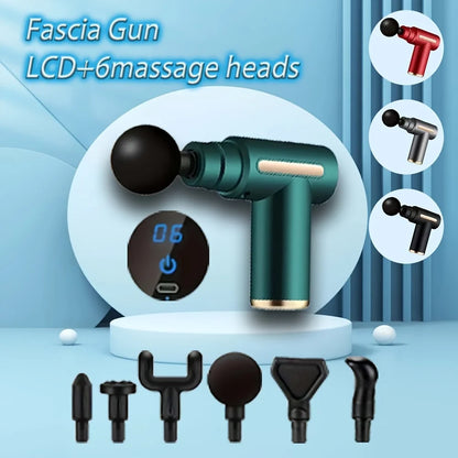 Fitness Hammer Compact Deep Tissue Massager -USB Rechargeable Fascia Gun Muscle Massage Device Featuring 4 Interchangeable Heads