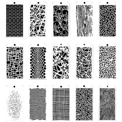 15pcs/set Reusable Stencils Floral Painting Template Washable Textured Flower for Journaling Scrapbook Art