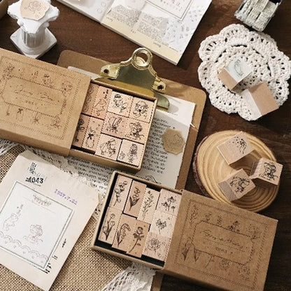 Cute Flower Week Day Moon Stamps For Scrapbooking DIY Journaling Card Deco Craft Supplies Hobby Girl Seal Wooden Stamping