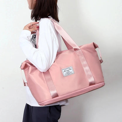 Expandable large-capacity storage luggage bag, water-resistant sports and fitness handbag, casual travel luggage bag