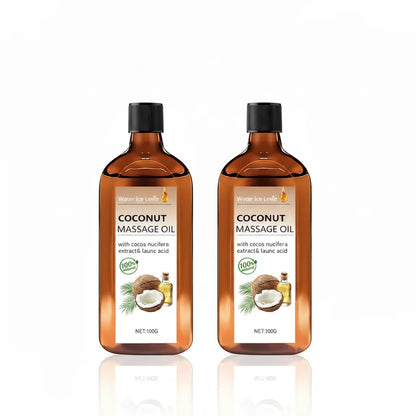 Coconut Massage Oil. Non-Greasy Hydration. Natural Cocos Nucifera Extract. Lauric Acid Moisturizer. Nourishing Fast Absorption.