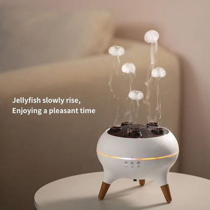 Dynamic Jellyfish Aroma Diffuser, Sound-Activated Mist, Colorful Lights, Remote Control, 2 Timers for Home Office