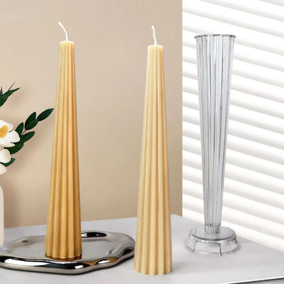 Geometry Line Cone Plastic Candlestick Mould Easy Demold DIY Candle Holder with Base Acrylic Mold Wedding Art Aromatherapy Decor