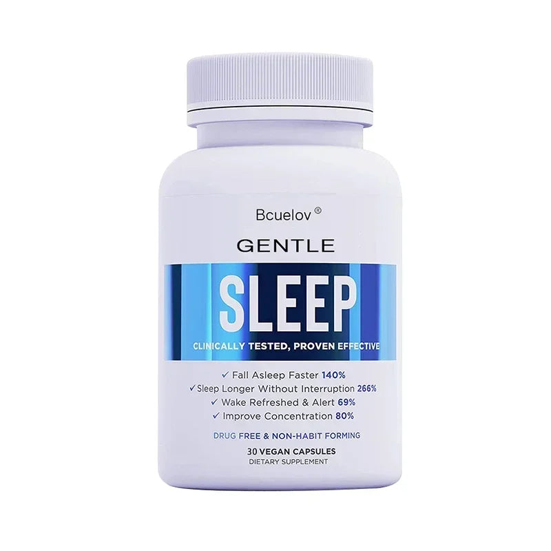 Bcuelov Natural Sleep Support Capsules - Non-Habit-Forming, Melatonin + GABA + Ashwagandha for Deeper Sleep & Relaxation