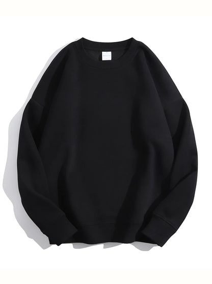 Soft Fleece Sweatshirt Women Sport Winter Clothes Warm Blue Round Neck Loose Pullovers Oversized Women Velvet Sweatshirt Black