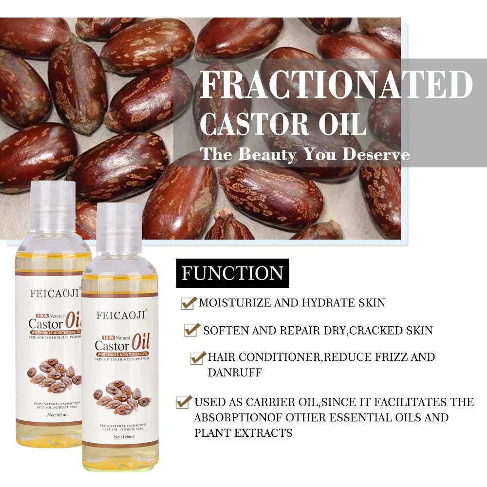 100% Organic Pressed Castor Oil for Face Relaxation Essential Oil Mixing Massage Body Oil Moisturizer Whitening For Skin 100ml