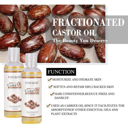 100% Organic Pressed Castor Oil for Face Relaxation Essential Oil Mixing Massage Body Oil Moisturizer Whitening For Skin 100ml