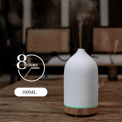 Ceramic Essential Oil Diffuser Ultrasonic Aromatherapy Humidifier with 7-Color LED Lights Auto Shut-Off 1H/3H/6H Timer