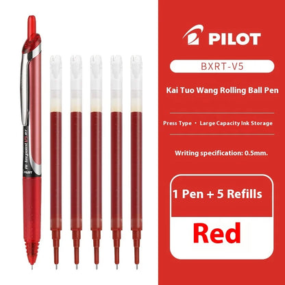 Japanese Pilot Gel Pen, BXRT-V5 0.5mm Metal Needle Tip Black Red Blue Ink,Premium Smooth&Precise for Signing,Exams,Journaling