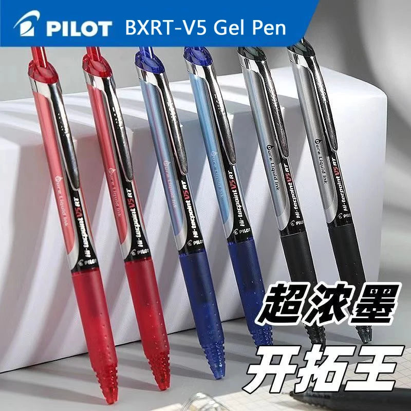 Japanese Pilot Gel Pen, BXRT-V5 0.5mm Metal Needle Tip Black Red Blue Ink,Premium Smooth&Precise for Signing,Exams,Journaling
