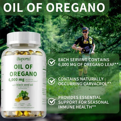 Oil of Oregano Supplements - 100% Pure Natural Formula Rich in Antioxidants Increase Immune System Health Portable Meet