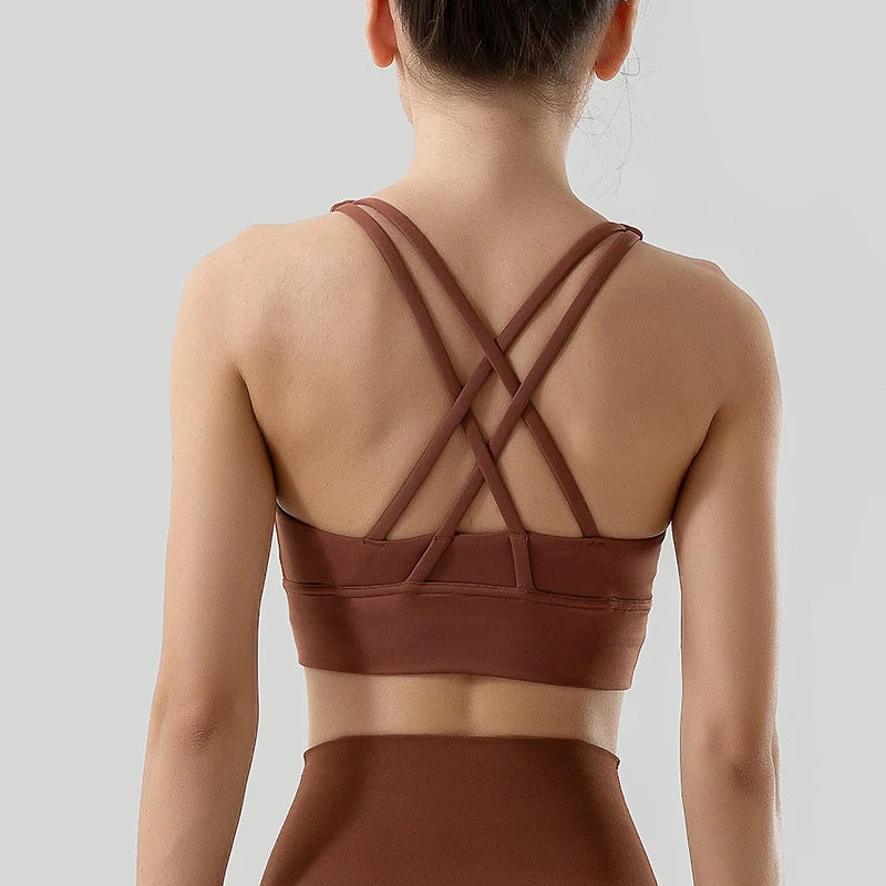 TRY TO BN Women Bra Yoga Sports Bralette Nylon Breathable Fitness Top Underwear Cross Sexy Back  Anti-Shake Gym Female Bras