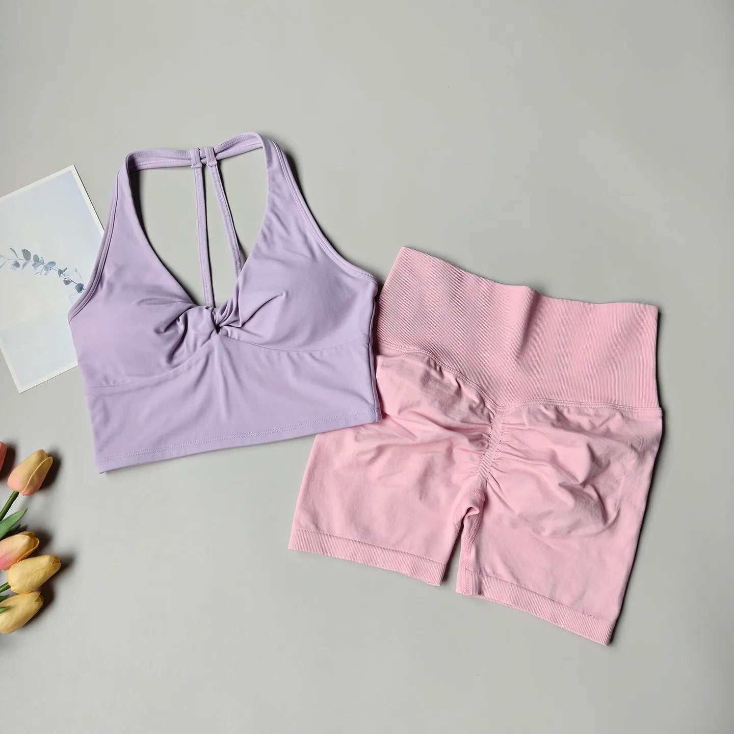 2026 Women's Yoga Set Breathable Speed Drying Beauty Back Training Exercise Fitness Chest Lifting Hip Peach Hip High Waist Short