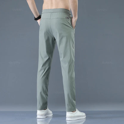 OUSSYU Brand New Spring Summer Men's Casual Pants Slim Pant Straight Thin Trousers Male Fashion Stretch Khaki Jogging 28-38