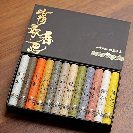 Chinese 12 kinds of scented Incense Stick Gift Box Set natural linear Aromatherapy For Home Indoor Yoga Zen Meditation Soothing