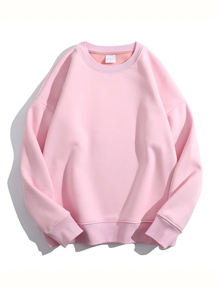 Soft Fleece Sweatshirt Women Sport Winter Clothes Warm Blue Round Neck Loose Pullovers Oversized Women Velvet Sweatshirt Black