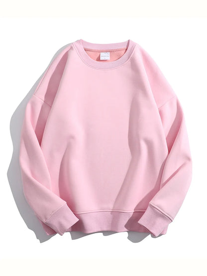 Soft Fleece Sweatshirt Women Sport Winter Clothes Warm Blue Round Neck Loose Pullovers Oversized Women Velvet Sweatshirt Black