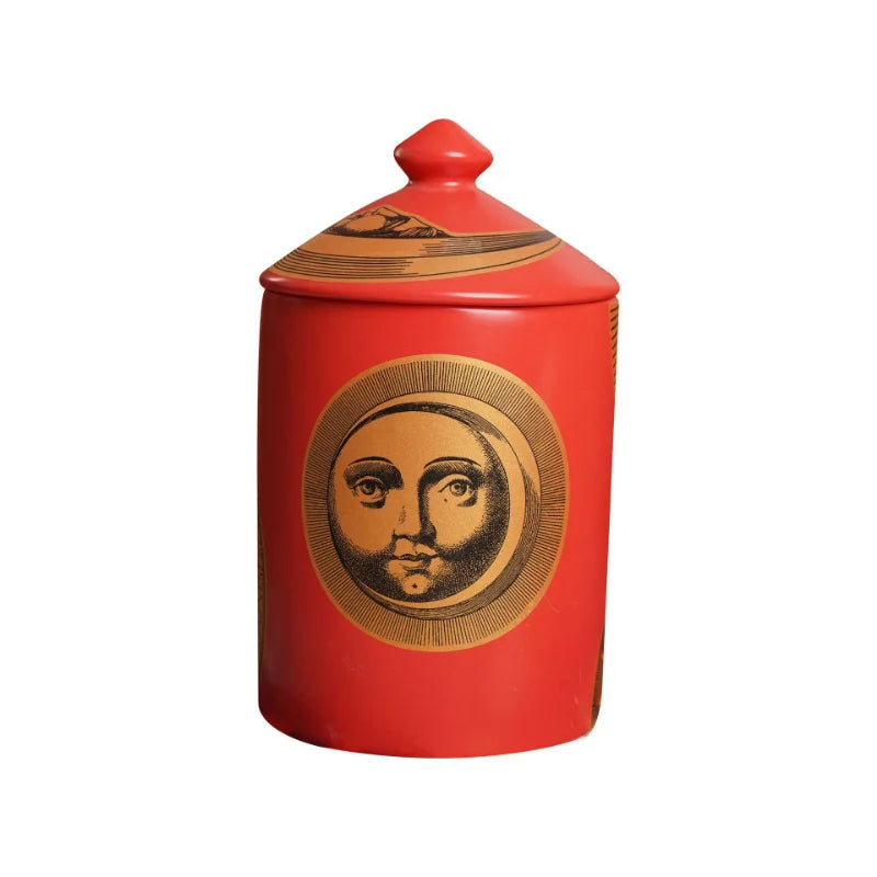 Nordic Retro Face Ceramic Jar Storage Bottle Aromatherapy Candle Cup Shaped Face Tea Jar Storage Box Container Crafts Decoration