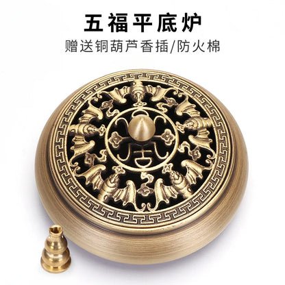 Incense Furnace Pure Copper Household Indoor Sandalwood Antique Pan Incense Furnace Soothes The God Incense Furnace