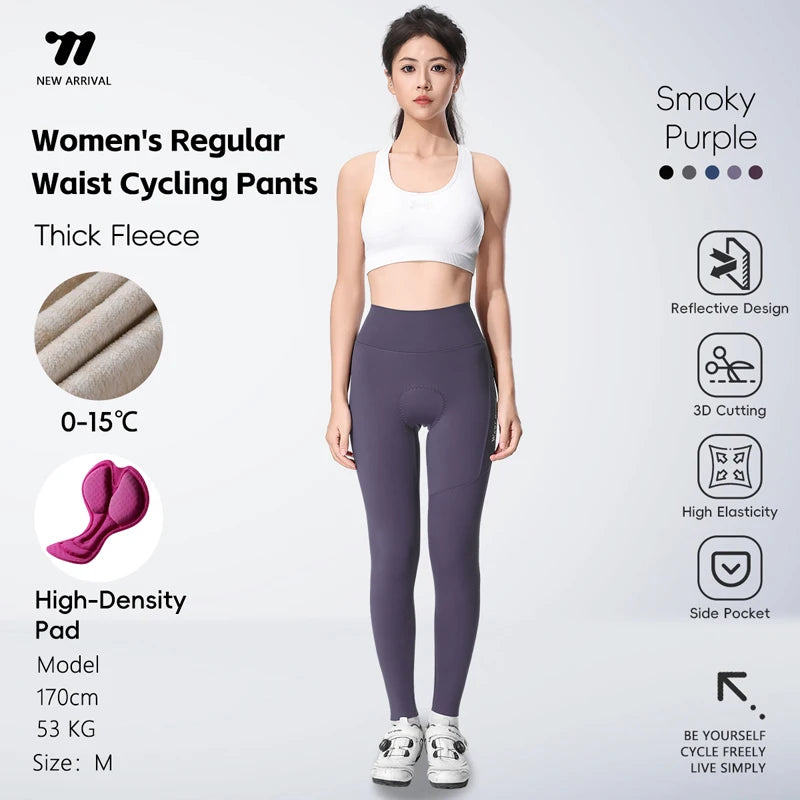 WEST BIKING Cycling Pants Thermal Fleece Women Autumn Winter Bicycle Tights Trousers  Outdoor Sports Fitness Yoga Running Pants