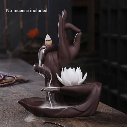 Creative Ceramic Purple Sand Incense Burner Zen Buddhist Hand Backflow Censer Lotus Dragon Shape Incense Stove Home Decorations