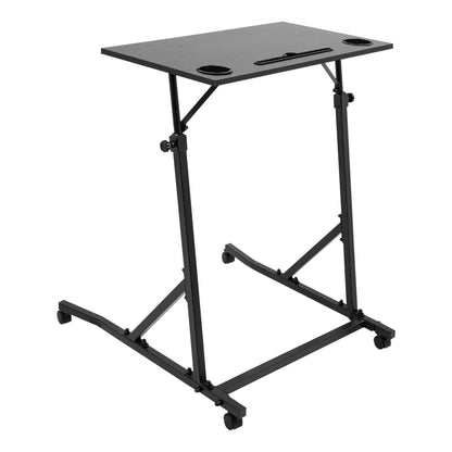 Black/Log Adjustable Bike Trainer Fitness Desk Z Shape Mobile Stand up Desk with Wheel Fitness Standing Computer Table