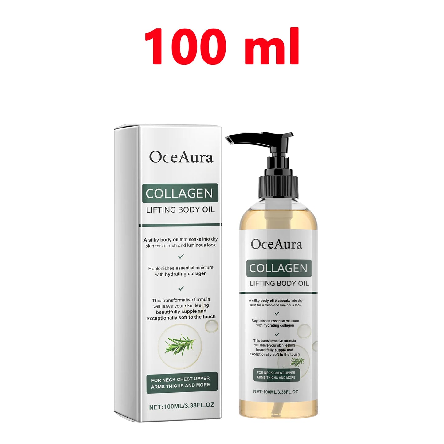 Collagen Body Oil Hydrating Full Body Massage Essential Oil for Arms, Belly & Legs, Moisturizing Non-Greasy Dry Skin Care 100ml