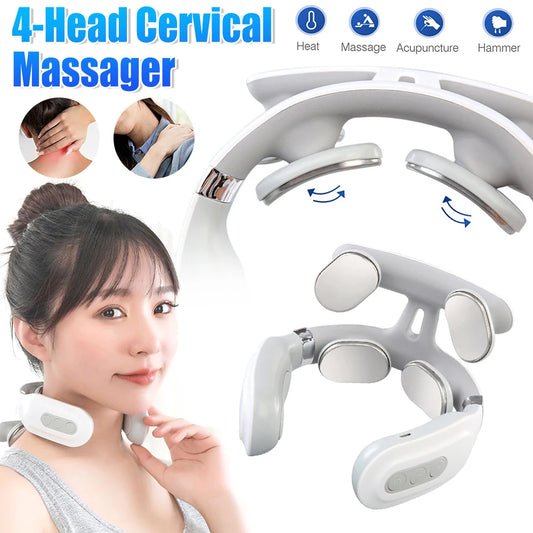 4-Head Cervical Massager Smart Neck & Shoulder Massager With Heat Relaxation USB Rechargeable Electric Neck Massager Unisex 2025
