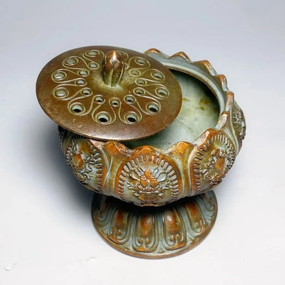 Antique Bronze Eight Auspicious Incense Burner Household Tea Ceremony Table Ornament Coil Incense Base Burn Aromatherapy Stove