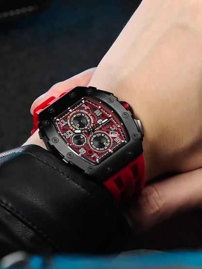 TSAR BOMBA Tonneau Watches for Men Sapphire Quartz Wristwatch Fashion Timepiece 5ATM Waterproof Clock Luxury Mens Watch