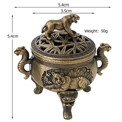 Tiger Incense Burner Metal Small Incense With Handle Yoga Burner Ornaments Meditation Home Decoration Ancient Style