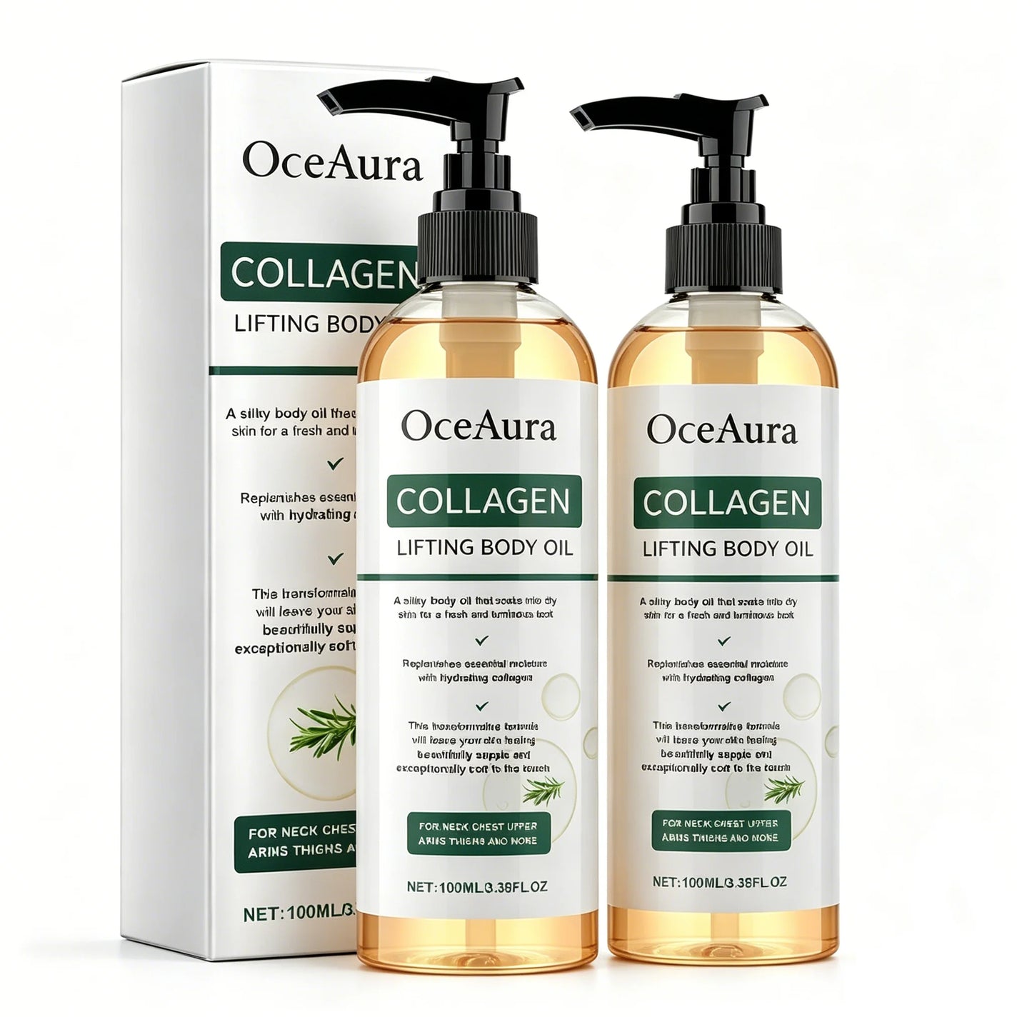 OceAura Collagen Body Oil Firming Lifting Whole Body Skin Deep Hydration Moisturizing Refreshing Rosemary Lift Body Oil Dry Skin