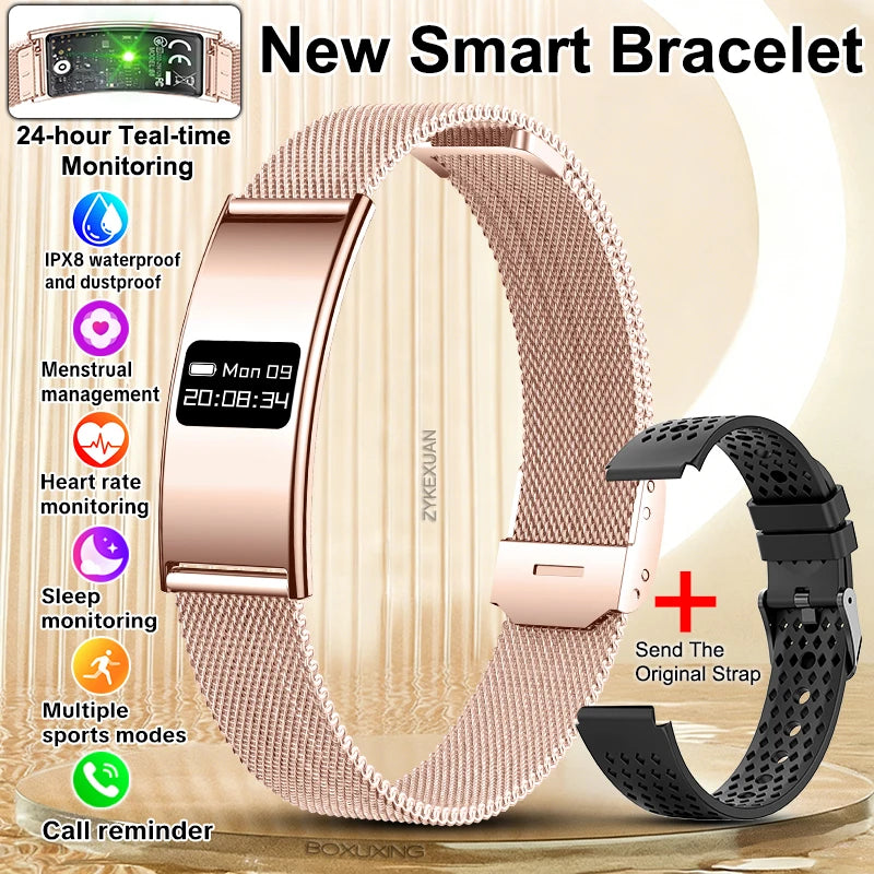 New Fashion Women Smart Bracelet IPX8 Waterproof Heart Rate Sleep Monitor Health Sports Fitness Tracker Call Reminder Smartwatch