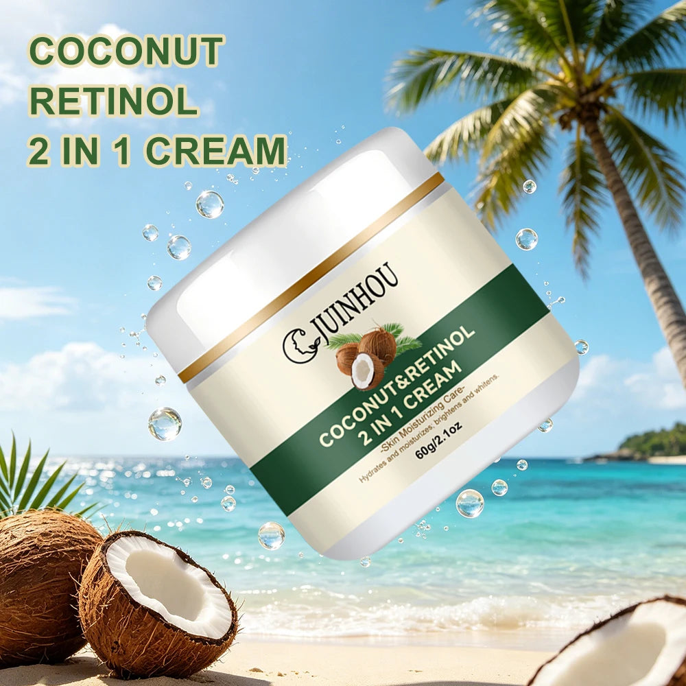 JUINHOU Natural Coconut Oil Brightening Face Cream Deep Hydrating Moisturizer Brighten Face Gentle Daily Skin for All Skin Types