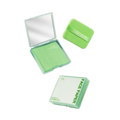100PC Face Oil Blotting Papers with Mirror&Makeup Puff Instantly Control Facial Shine and Refresh Skin, Oil Control Care