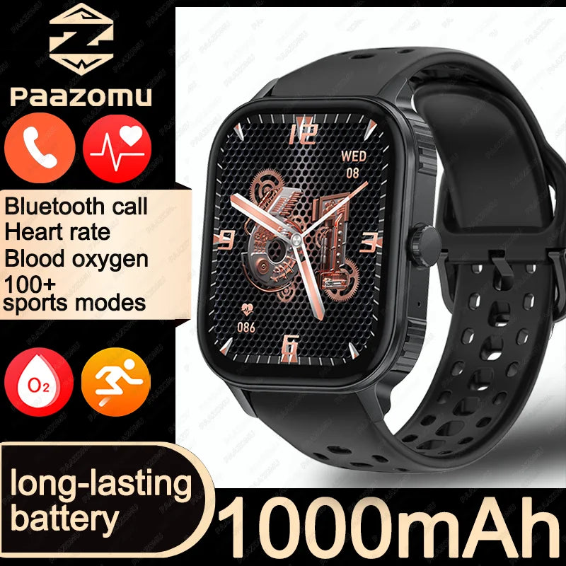 2026 2.04-inch Ultra Smart Watch For Men Women 1000mAh High Capacity Battery Outdoor Sports Fitness Health Monitoring Smartwatch