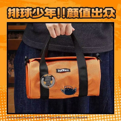 Haikyuu!! HandbagLarge-capacity Student Backpack Sports Fitness Mountain Climbing Hiking Crossbody Cylindrical Storage Bag
