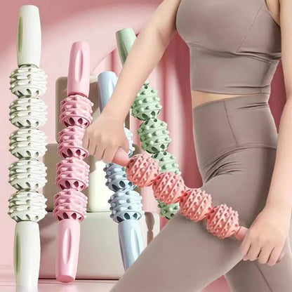 4 Ball Roller Muscles Massage Stick Relaxation Yoga Fitness Wolf Tooth Fascia for Calves Thighs Arm Full Body Massage Yoga Stick