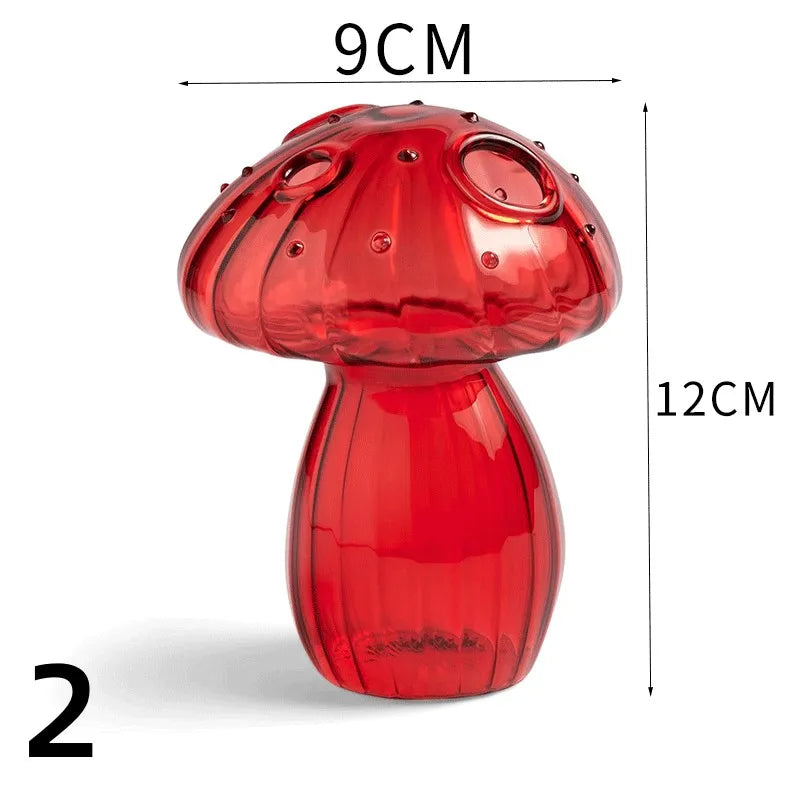 New Mushroom Glass Vase Creative Plant Hydroponic Vase Home Transparent Aromatherapy Bottle Small Vase Table Flower Decorations