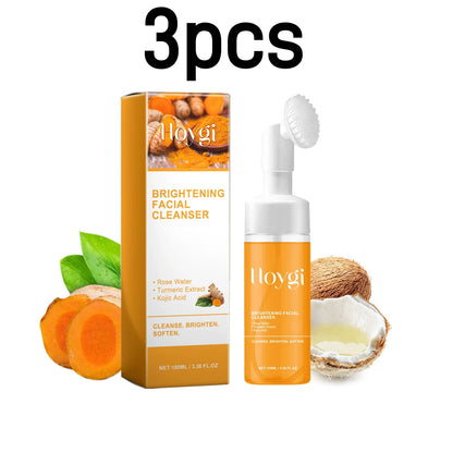 Hoygi Brightening Facial Cleanser Oil Control Deep Cleansing Softening Skin Smoothing Natural Formula Turmeric Foaming Cleanser
