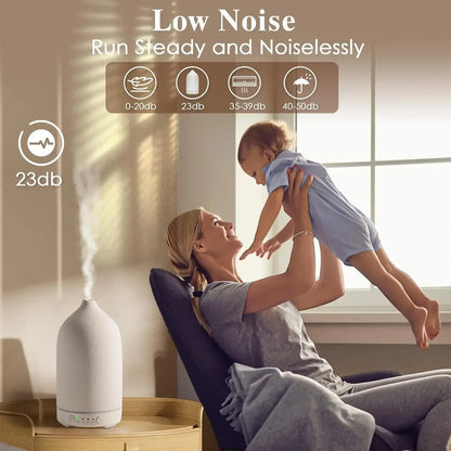 Ceramic Diffuser 100ml Essential Oil Diffusers  Aromatherapy Ultrasonic Humidifier Timer 7 LED Colors  Lights For Home Office