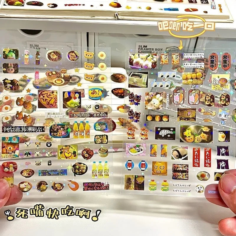 10Pcs Laser Retro Japanese Stickers Diy Diary Journaling Material Decoration Sticker Aesthetic for Laptop Stationery