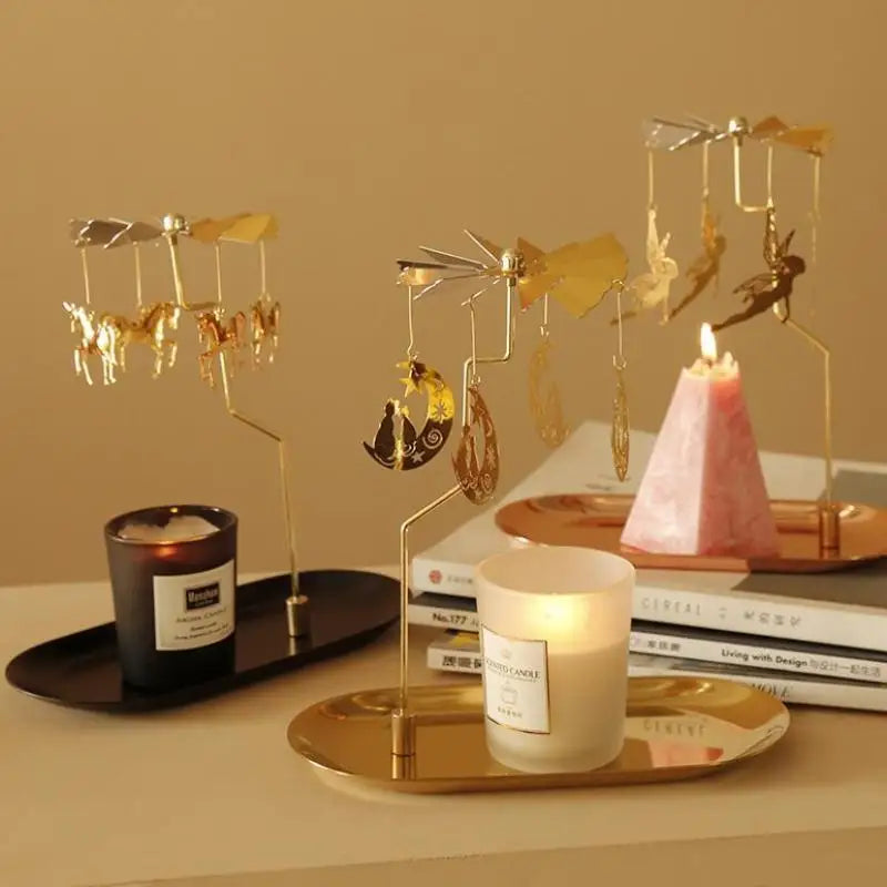 1 Pcs New Lanterns Aromatherapy Candles Trays Rotating Candle Holders Windmills Golden Fragrance Trays Ornaments