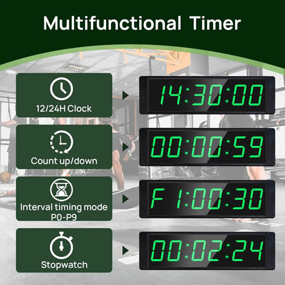 Gym Timer Clock for Home Fitness Timer with Stopwatch Button, Large Digital Stopwatch Countdown Clock, 12/24H Digital Wall Clock